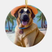 Anatolian Shepherd op Beach, hondenliefhebber zome Keramisch Ornament (Voorkant)