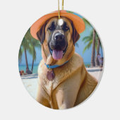 Anatolian Shepherd op Beach, hondenliefhebber zome Keramisch Ornament (Links)