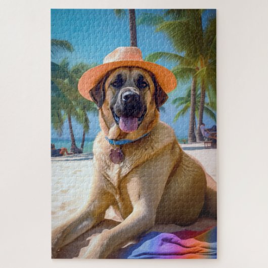 Anatolian Shepherd op Beach, hondenliefhebber zome Legpuzzel (Verticaal)