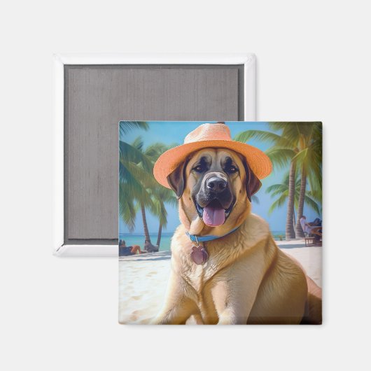 Anatolian Shepherd op Beach, hondenliefhebber zome Magneet (Voorkant / Achterkant)