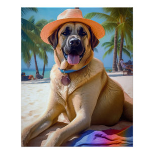 Anatolian Shepherd op Beach, hondenliefhebber zome Perfect Poster