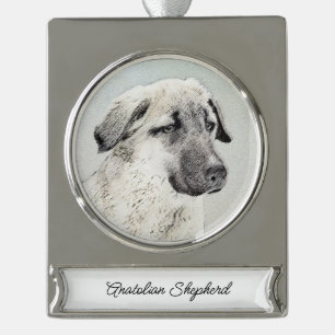 Anatolian Shepherd Painting - Oorspronkelijke hond Verzilverd Banner Ornament