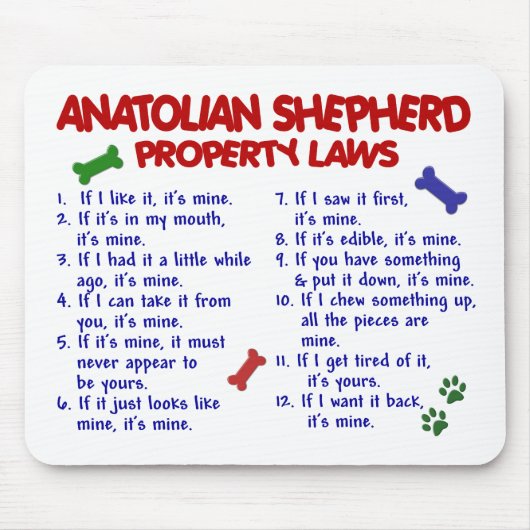 ANATOLIAN SHEPHERD Property Laws 2 Muismat (Voorkant)