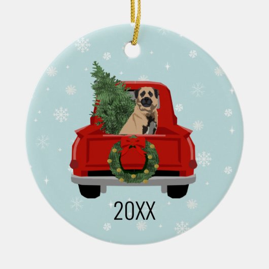 Anatolian Shepherd Red Dog kerstmis Keramisch Ornament (Voorkant)