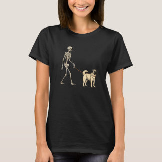 Anatolian Shepherd Skeleton Dog Walking Halloween  T-shirt