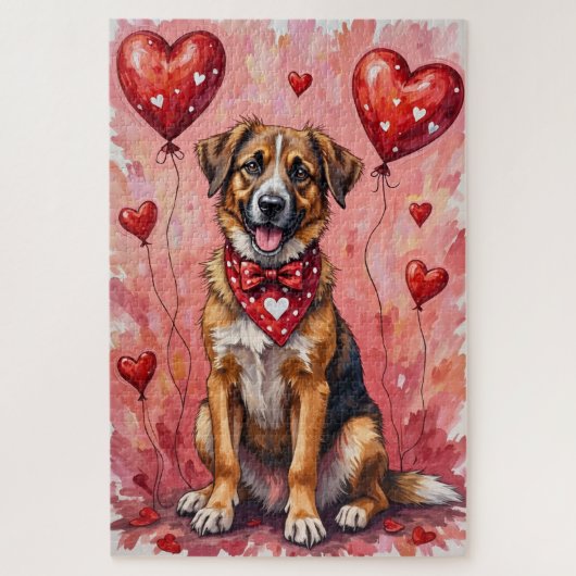 Anatolian Shepherd Valentine Dog Art with Hearts Legpuzzel (Verticaal)