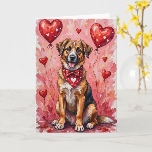 Anatolian Shepherd Valentine’s Day Dog with Hearts Kaart (Gele Bloem)