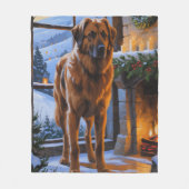 Anatolian Shepherd With Christmas Lights Holiday Fleece Deken (Voorkant)