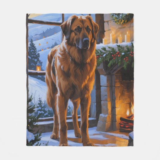 Anatolian Shepherd With Christmas Lights Holiday Fleece Deken (Voorkant)