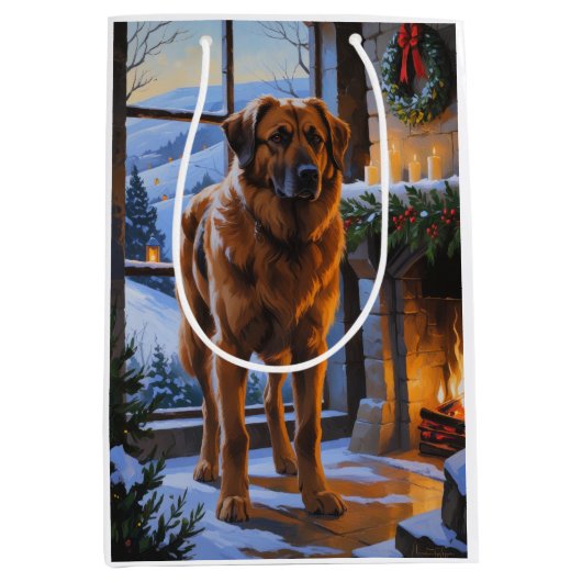 Anatolian Shepherd With Christmas Lights Holiday Medium Cadeauzakje (Voorkant)
