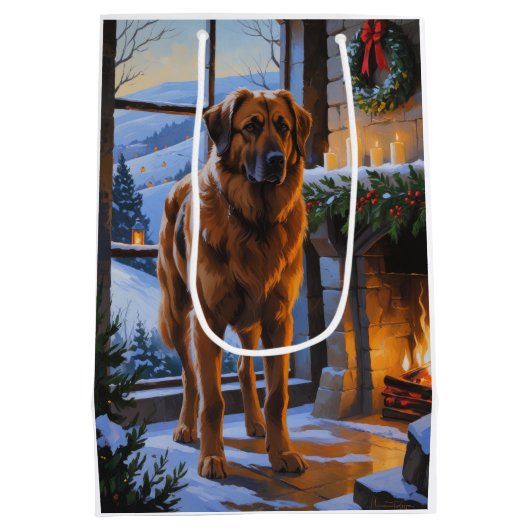 Anatolian Shepherd With Christmas Lights Holiday Medium Cadeauzakje (Achterkant)