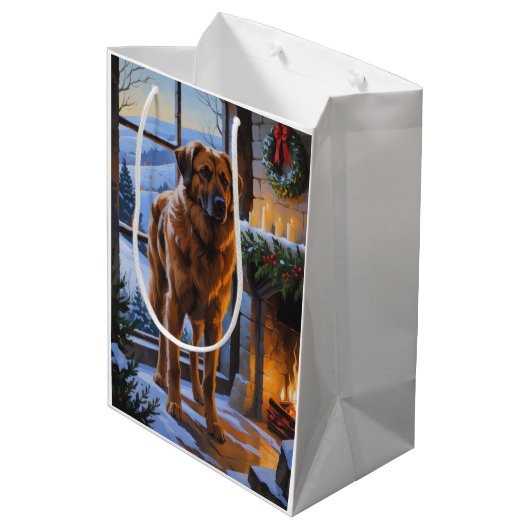 Anatolian Shepherd With Christmas Lights Holiday Medium Cadeauzakje (Achterkant Gekanteld)