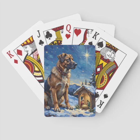 Anatolië Herder Hond Bewaakt Kerststal Pokerkaarten (Achterkant)