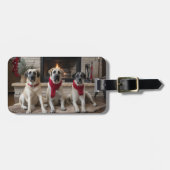 Anatolische herder bij de open haard Kerstmis Bagagelabel (Voorkant horizontaal)