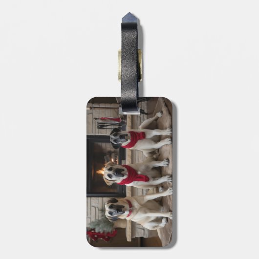 Anatolische herder bij de open haard Kerstmis Bagagelabel (Achterkant verticaal)