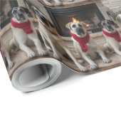 Anatolische herder bij de open haard Kerstmis Cadeaupapier (Rol Hoek)