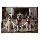 Anatolische herder bij de open haard Kerstmis Groot Cadeauzakje (Voorkant)