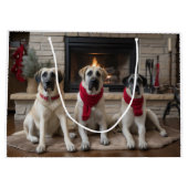 Anatolische herder bij de open haard Kerstmis Groot Cadeauzakje (Achterkant)