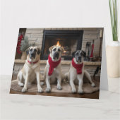 Anatolische herder bij de open haard Kerstmis Kaart (Voorkant)