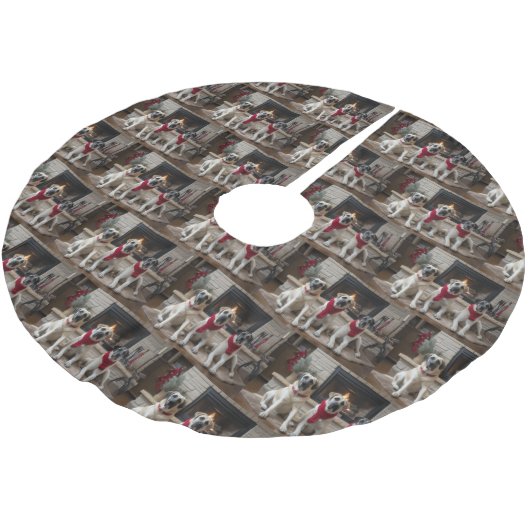 Anatolische herder bij de open haard Kerstmis Kerstboom Rok (Gekanteld)