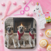 Anatolische herder bij de open haard Kerstmis Papieren Bordje (Feest)