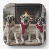 Anatolische herder bij de open haard Kerstmis Papieren Bordje (Voorkant)