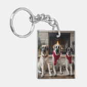 Anatolische herder bij de open haard Kerstmis Sleutelhanger (Voorkant Links)