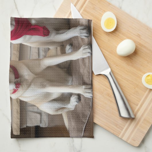 Anatolische herder bij de open haard Kerstmis Theedoek (Quarter Fold)