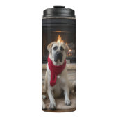 Anatolische herder bij de open haard Kerstmis Thermosbeker (Voorkant)