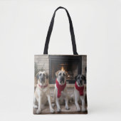 Anatolische herder bij de open haard Kerstmis Tote Bag (Voorkant)