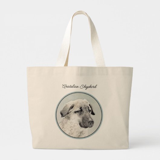 Anatolische Herder Fawn Schilderen Originele Hond  Grote Tote Bag (Achterkant)