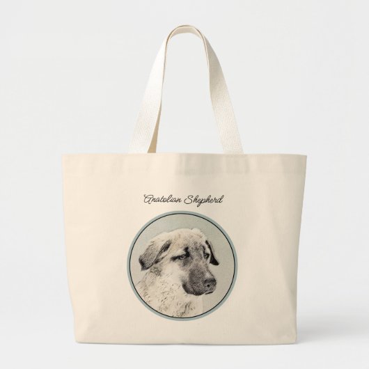 Anatolische Herder Fawn Schilderen Originele Hond  Grote Tote Bag (Voorkant)