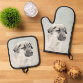 Anatolische Herder Fawn Schilderen Originele Hond  Ovenwant & Pannenlap Set (Top down)