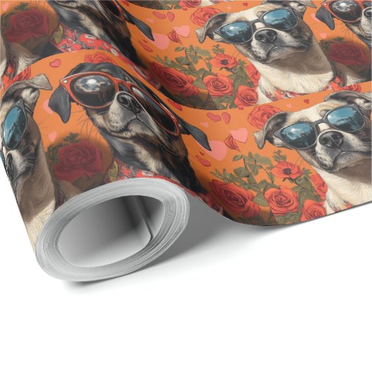 Anatolische Herder Hart Rozen Valentijnsdag Cadeaupapier (Rol Hoek)