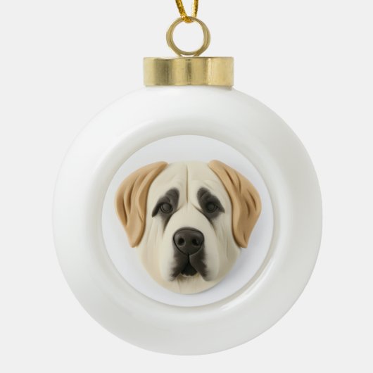 Anatolische herder hond 3D geïnspireerd Keramische Bal Ornament (Voorkant)