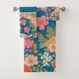 Anatolische Herder Hond Bloemen Kleurrijk Patroon Bad Handdoek