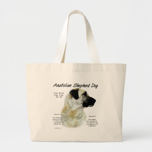 Anatolische Herder Hond Geschiedenis Grote Tote Bag (Voorkant)