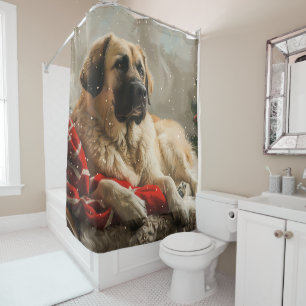 Anatolische Herder Hond Kerstfeest Douchegordijn