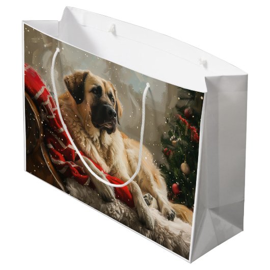 Anatolische Herder Hond Kerstfeest Groot Cadeauzakje (Achterkant Gekanteld)
