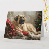 Anatolische Herder Hond Kerstfeest Kaart (Gele Bloem)