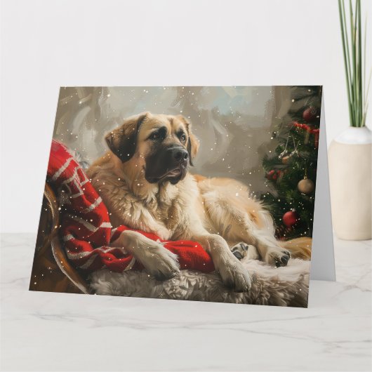 Anatolische Herder Hond Kerstfeest Kaart (Voorkant)