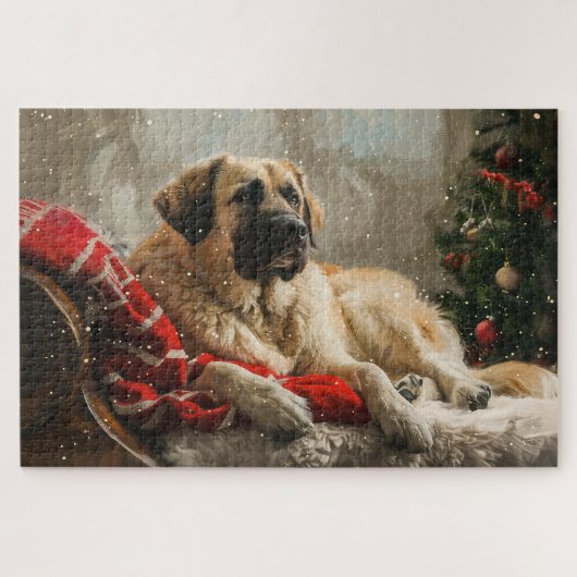 Anatolische Herder Hond Kerstfeest Legpuzzel (Horizontaal)