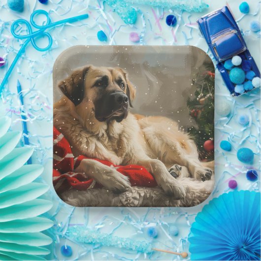 Anatolische Herder Hond Kerstfeest Papieren Bordje (Feest)