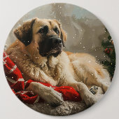 Anatolische Herder Hond Kerstfeest Ronde Button 6,0 Cm (Voorkant)