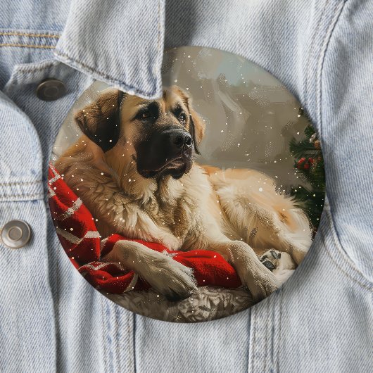 Anatolische Herder Hond Kerstfeest Ronde Button 6,0 Cm (In situ)
