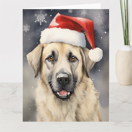 Anatolische Herder Hond Kerstmis Santa Paws Kaart (Voorkant)