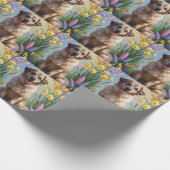 Anatolische herder hond lente bloemen schilderen cadeaupapier (Hoek)