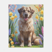 Anatolische herder hond lente bloemen schilderen fleece deken (Voorkant)