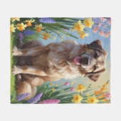 Anatolische herder hond lente bloemen schilderen fleece deken (Voorkant (Horizontaal))