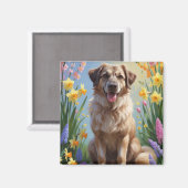 Anatolische herder hond lente bloemen schilderen magneet (Voorkant / Achterkant)
